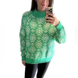 Soft Green Snowflake Sweater